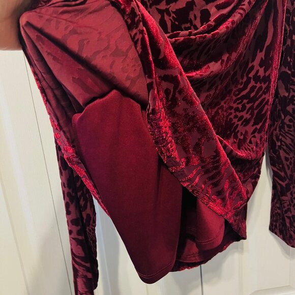 Simply Vera Vera Wang Women's Long Sleeve Burnout Velvet Lined Blouse-Large - Picture 7 of 13